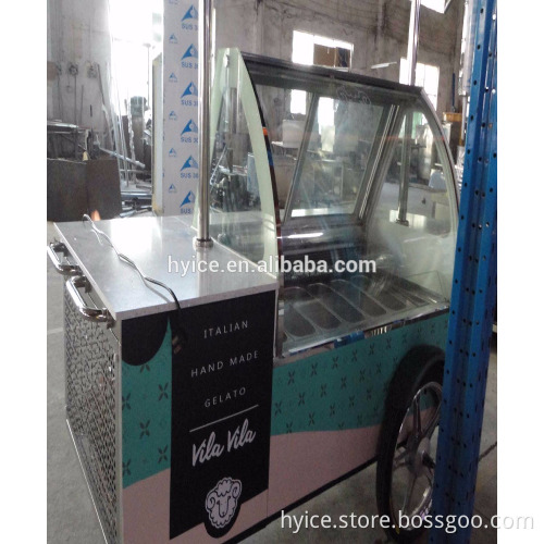 Outdoor mobile ice cream refrigerated display cart
